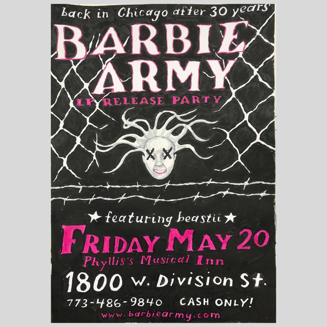 BarbieArmy86's tweet photo. Back in #Chicago after 30 years... New #LP release party May 20 at #Phyllis's Musical Inn with @jen_b_larson's awesome band #Beastii!! #80spunkrock #chicagopunk https://t.co/iBr7UulToT