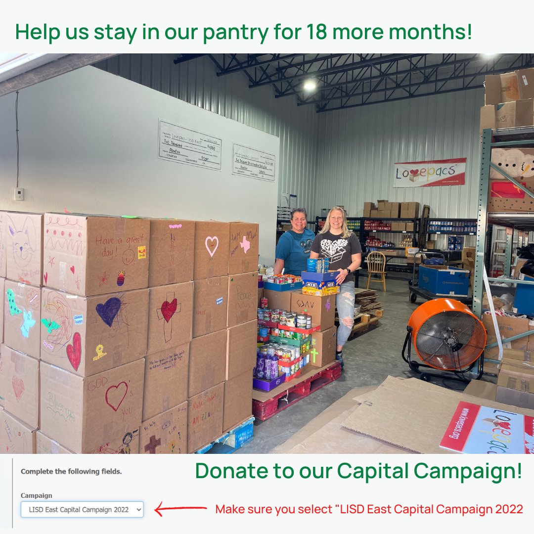 We have launched our new #CapitalCampaign for the next 18 months in our pantry.  Can you help?
tinyurl.com/DonateLovepacs…