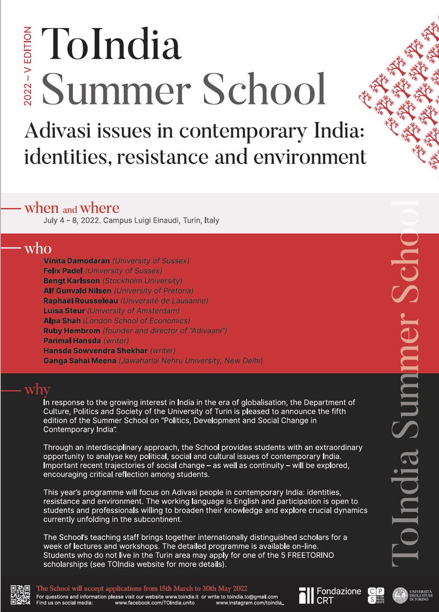 HistoryEmpires's tweet photo. The 5th edition of the Summer School #TOIndia will be held at the @unito from the 4th to the 8th of July.
5 #scholarships available.
Applications are open until May 30.
For more details: https://t.co/qtVu2yd2g0 https://t.co/RZ6Z0hHPzA