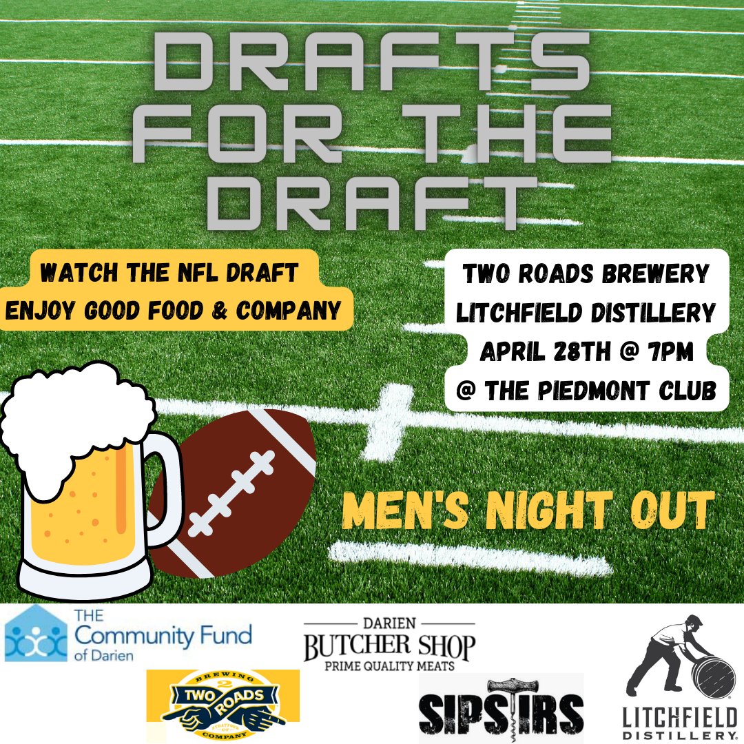 Men's Night Out: Drafts for the Draft 🏈
Join us for the NFL Draft for a night of good company and food &amp; drinks provided by Two Roads Brewery and The Butcher Shop! Secure your spot today:
flipcause.com/secure/cause_p…