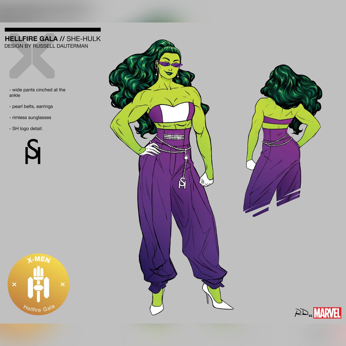 BlkNrdProblems's tweet photo. Thank you @rdauterman for restoring She-Hulk's fashionista roots. Dem shades and designer waist beads with her initials?! This a "make ya ex throw up and cry when they see how good you living" fit. Them gloves straight outta Bridgerton, that's lawyer money babes #LegallyGreen https://t.co/4uUG7N2v8p