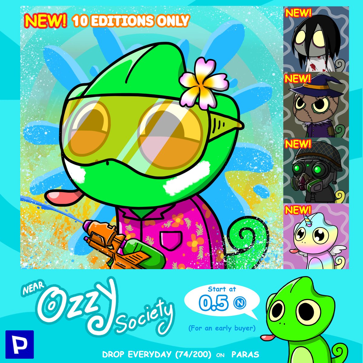 changmonsters's tweet photo. 🦎Near Ozzy Society🦎
🔥New Drop🔥 Songkran day 2022
🎉Join the Ozzy party!!🎉

Paras : https://t.co/gx63wrqoK0
Discord : https://t.co/x5Nf5wqfjP

#NFT #NEARnft #NEARnft #NFTartists #NEARcollector #Parasnft #Paras #NFTs #NFTCommunity #NFTcollections https://t.co/vLmyGvWLir