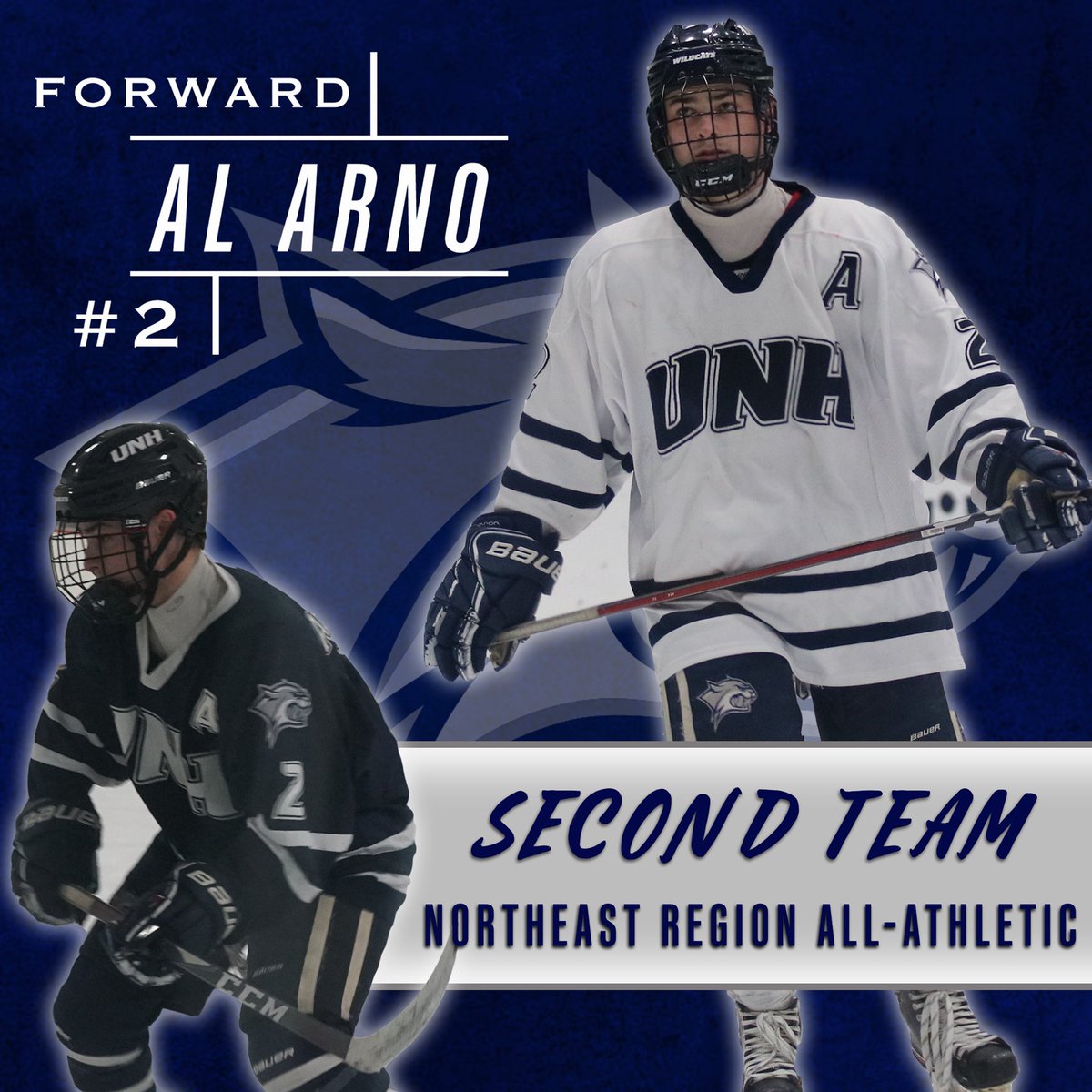 Another congratulations to Al Arno for an outstanding season and career with us at UNH Club Hockey! Al finished with a total of 30 points in his final season. He was recognized by the entire league for his accomplishments and was named, Second team Northeast region all athletic.