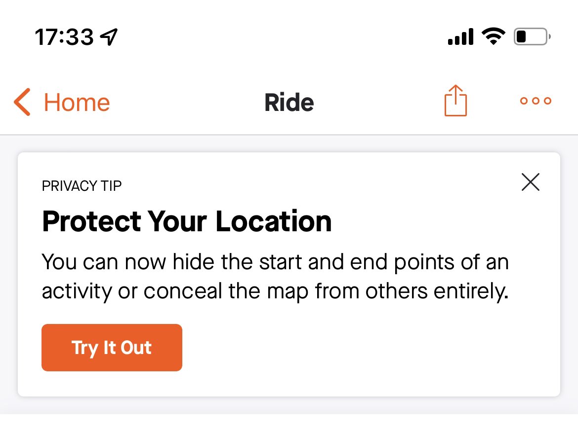 Kudos to <a href="/Strava/">Strava</a> for their latest privacy updates. Such a small thing, a no brainer really, but yet, haven’t seen it elsewhere. A bit more privacy without sacrificing utility. #goodux