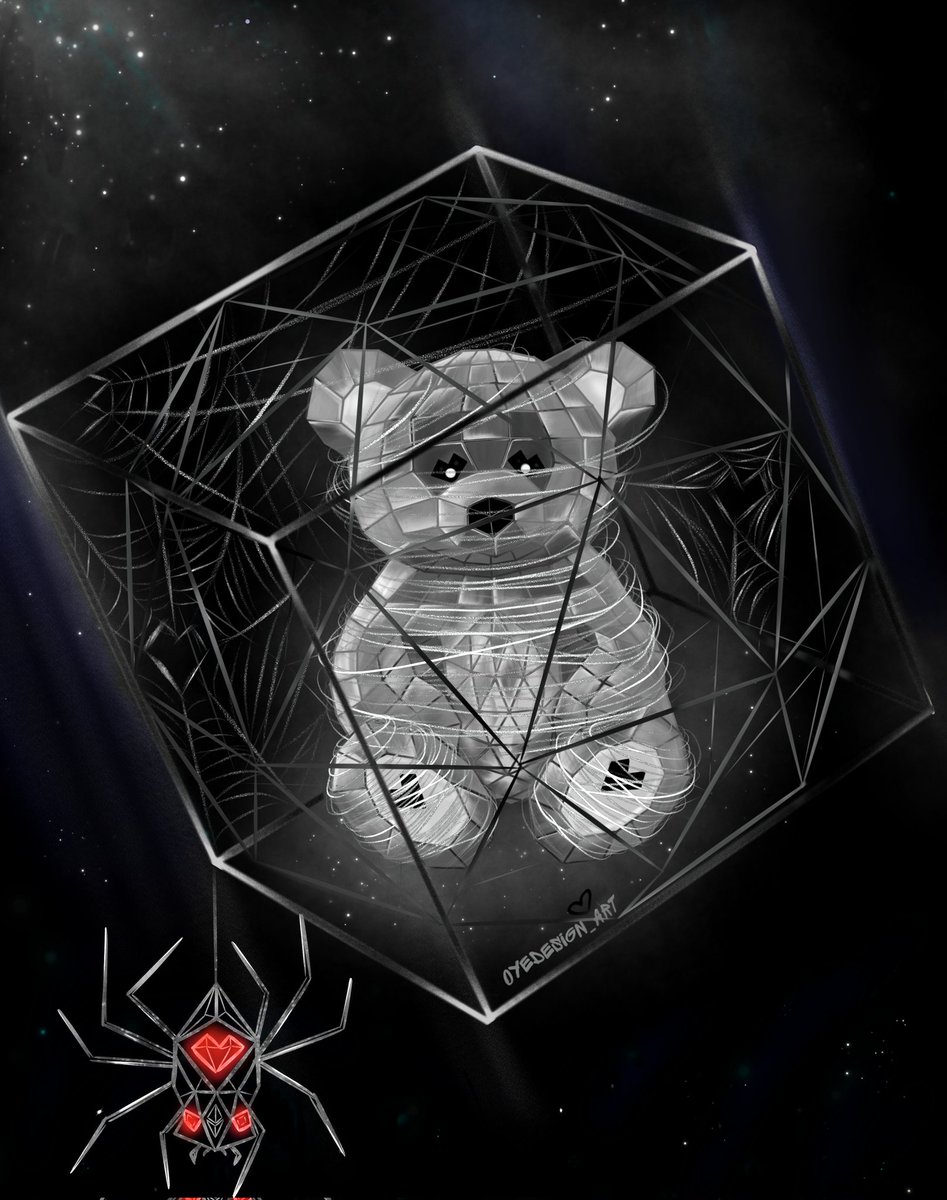 OlyaEl_art's tweet photo. Prismatic Bear Collection 🧸♥️
Captured Bear🐻🕸🕷
There are some very dangerous female spiders in the NFT meta universe. One of them has already caught this bear in her net...
https://t.co/wdoTJE5azb
#prismaticbear #Bearcollection #NFTCollection https://t.co/gGdnJx438a