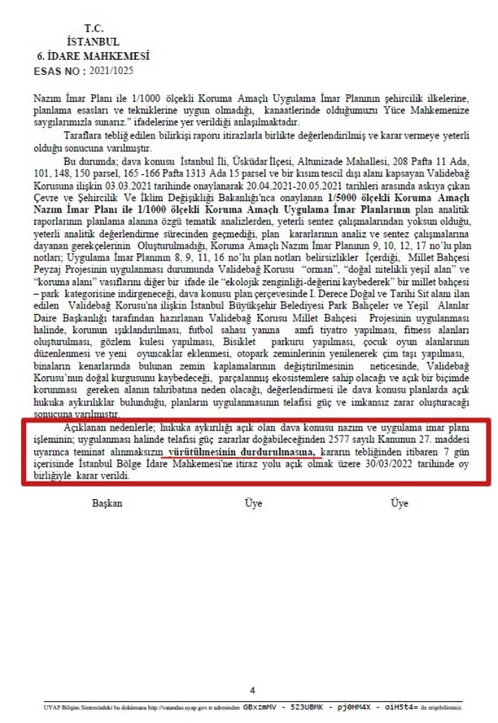 Validebağ'da HUKUK KAZANDI BİZ KAZANDIK ! 
Millet Bahçesi ve plana ilişkin iptal dosyalarında,mahkemeden iki dosya için de "KATİ" OLARAK YÜRÜTMENİN DURDURULMASI KARARI GELDİ. 
Validebağ için mücadele eden yanımızda olan koruseverlere selam olsun 🌳🐿️
#Validebağkorudurkorukalacak