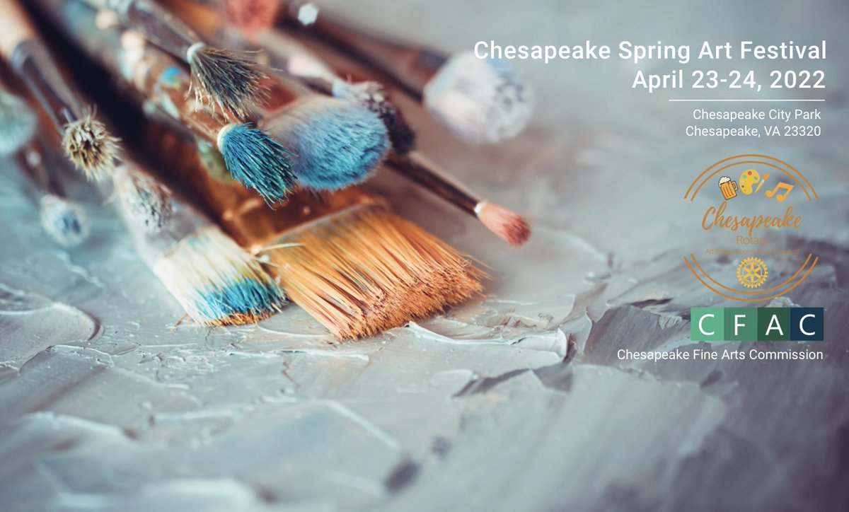 Celebrate art at the Chesapeake Spring Art Festival April 23-24 with 125 artists and crafters, drinks, food trucks, a FREE performance by The Deloreans, plus a great lineup of other performances scheduled all day both days. visitchesapeake.com/event/chesapea…