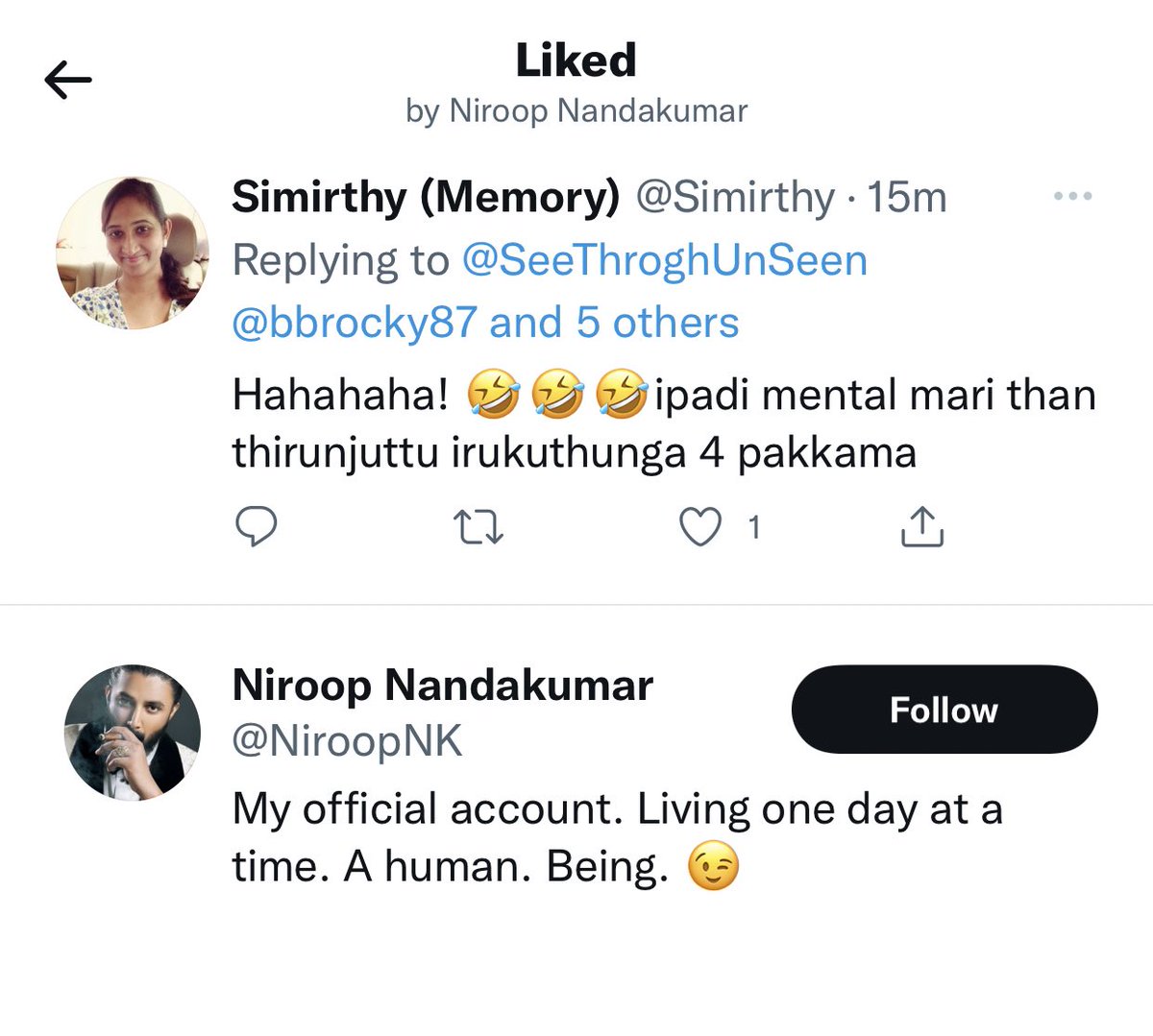 Adi sakkanana Niroop liking comment when arguement is gg on with his & bala fans.
As a celebrity with ethics: 
Ask all to stop or Ignore it. 
Bad example is to like the tweet just like how anitha husband did. #BBUltimateTamil #BBUltimate #BiggBossUltimateTamil #BiggBossUltimate