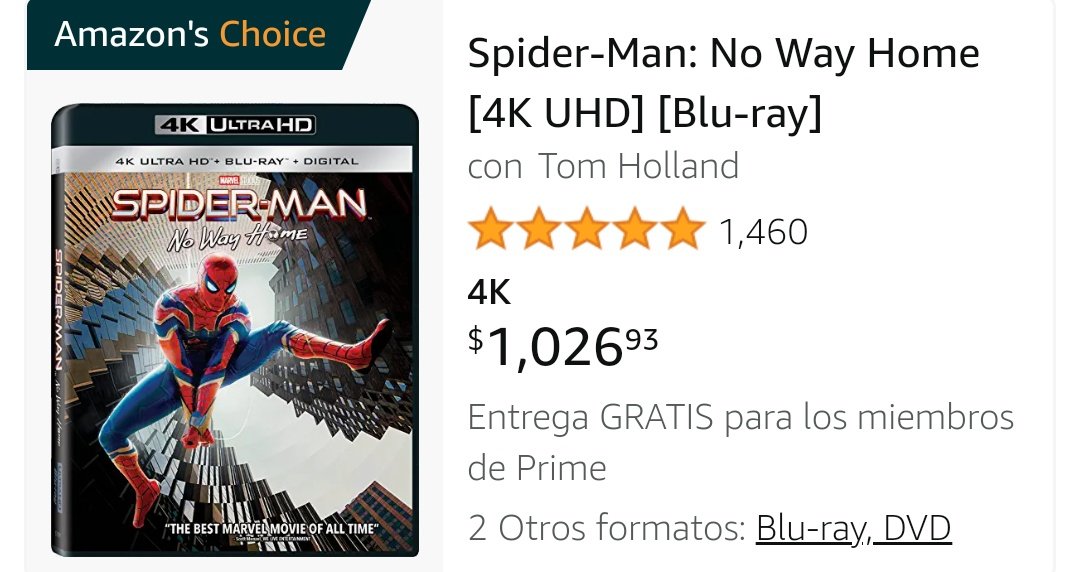 Spider-Man: No Way Home [4K UHD] [Blu-ray]
https://t.co/7GpLzk8Po4
#AmazonDescuentos #AmazonMx #SpiderManNoWayHome https://t.co/BInGJU1P2b