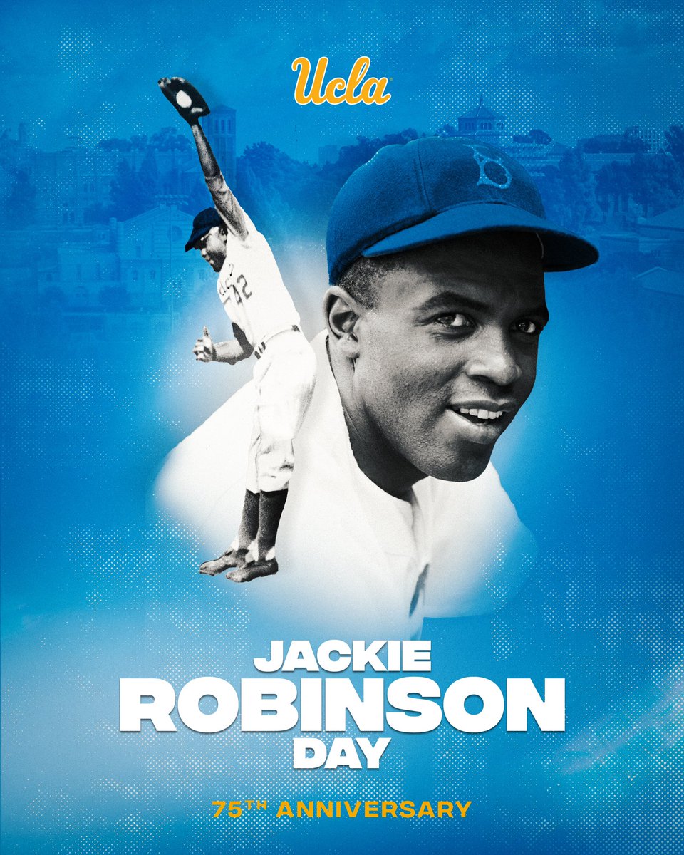 Celebrating the legacy of #JackieRobinsonDay on the 75th anniversary of breaking the @mlb color barrier. 💙💛

#GoBruins | #Jackie42