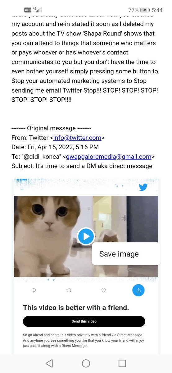 You guys are irritating and frustrating me I replied to your emails unless you don't bother reading which is clearly indicated here which shows you really don't give a damn about what your users feel, I asked you to please Stop! sending me emails Stop!!!