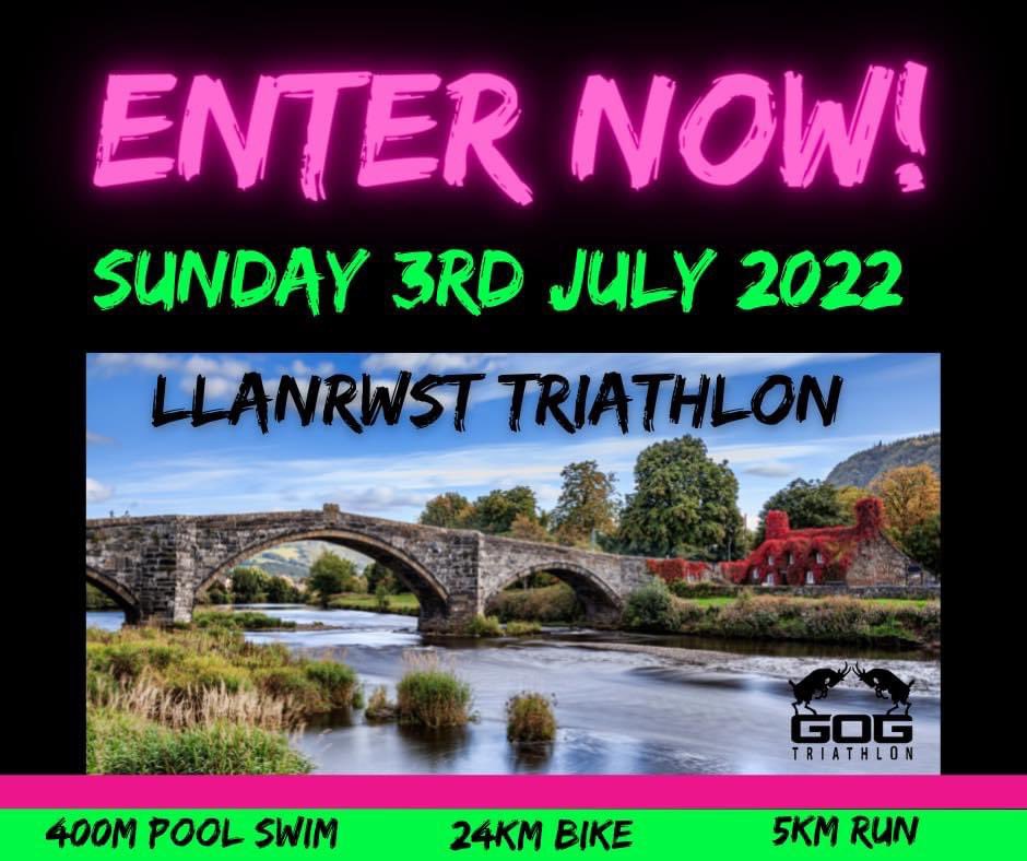 Entries for the Llanrwst Sprint Tri are now open. 
Fun, friendly, club organised event,in North Wales. 
Enter here - gogtriathlon.com/events/llanrws…
Retweets welcome!
<a href="/CadenceTri/">CadenceTri</a> <a href="/niftyEntries/">Nifty Entries</a> <a href="/Sportconwy/">Sport Conwy</a> <a href="/ChesterRoadClub/">Chester Road Club</a> <a href="/vcmelyd/">VC Melyd</a> <a href="/RhosCycling/">Rhos-on-Sea Cycling Club</a> <a href="/BangorUni/">Bangor University</a> <a href="/Eryriharriers/">Eryriharriers</a> <a href="/NWSportDave/">Grassroots North Wales</a>