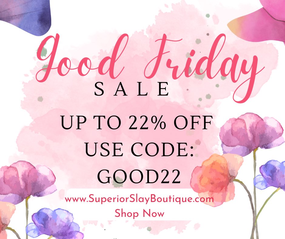 SupSlayBoutique's tweet photo. Hi Superiors! Come Shop, Save &amp; Slay during this,“Good Friday Sale” @SupSlayBoutique. Click the to save 22% off your order using code: “GOOD22” at https://t.co/wWVFLToS8s. #ad #GoodFriday #GoodFriday2022 #RT #Sitewide #MinkLashes #Cosmetics #MagneticLashes #Deals #lashes #Sales https://t.co/QnLZzs1bXL