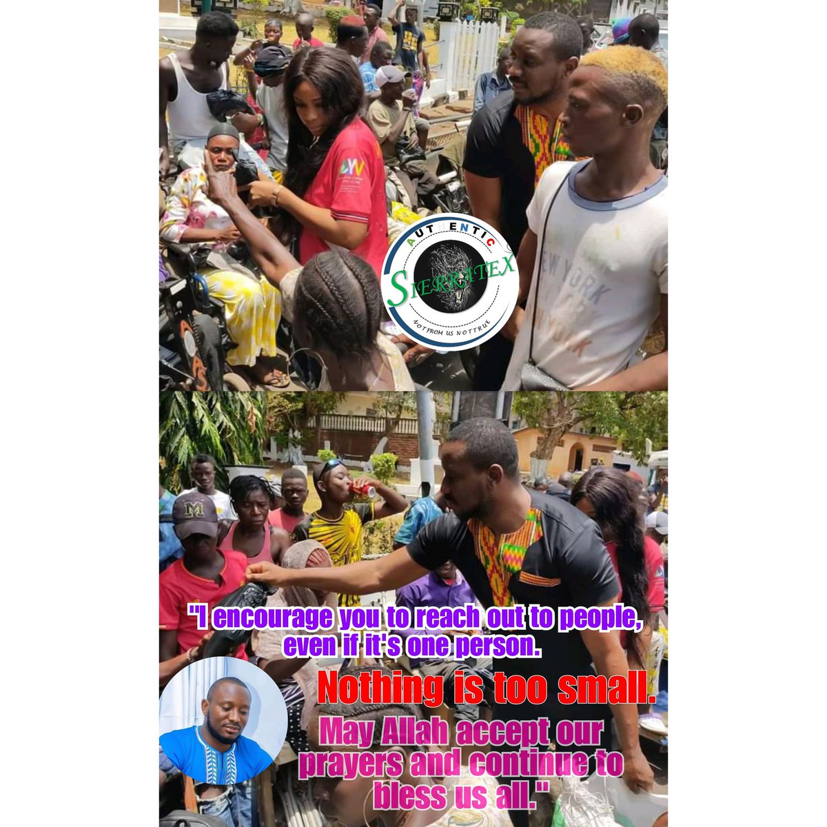 SierratexSl's tweet photo. Sierra Leonean Singer &amp; song writer. #Arkman Donates Food Items to the less privileged during the Holy Months of Ramadan.🇸🇱🇸🇱

#SaloneTwitter https://t.co/7TiVYpyKXC
