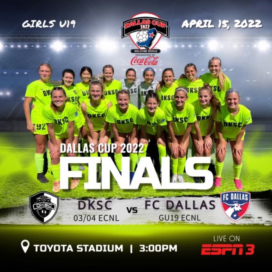 Watch us in the Dallas Cup Finals at 3 pm today on ESPN3

@DKSC_official 
#DKSCstrong