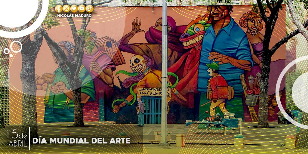 En el Día Mundial del Arte, envío un reconocimiento cargado de orgullo y admiración, a las y los artistas de la Patria que a través de sus creaciones transforman el pensamiento del Pueblo. Promovamos el arte y la cultura como un derecho fundamental.