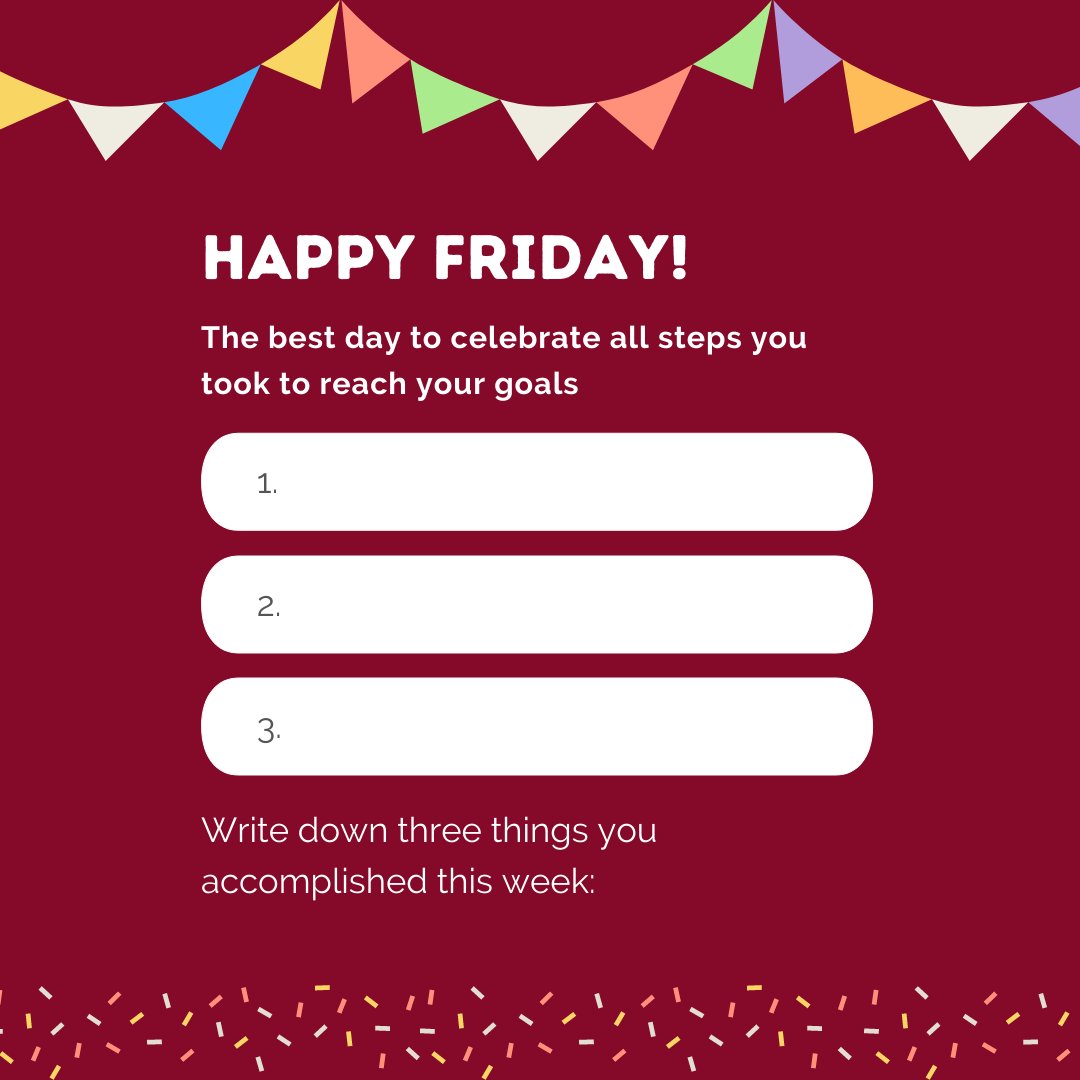 Happy Friday! 

What goals did you accomplish this week? 

#BusinessWins #LetsCelebrate #TGIF #MakingMoneyMoves #TGIF