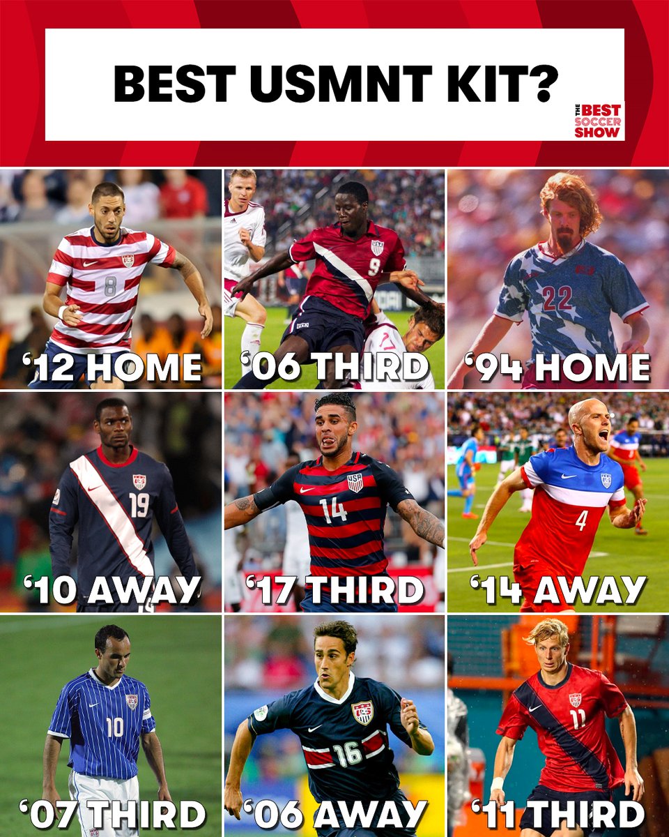 bestiessoccer's tweet photo. LET'S DEBATE!

Best #USMNT kit? https://t.co/d7XhJC3kUs