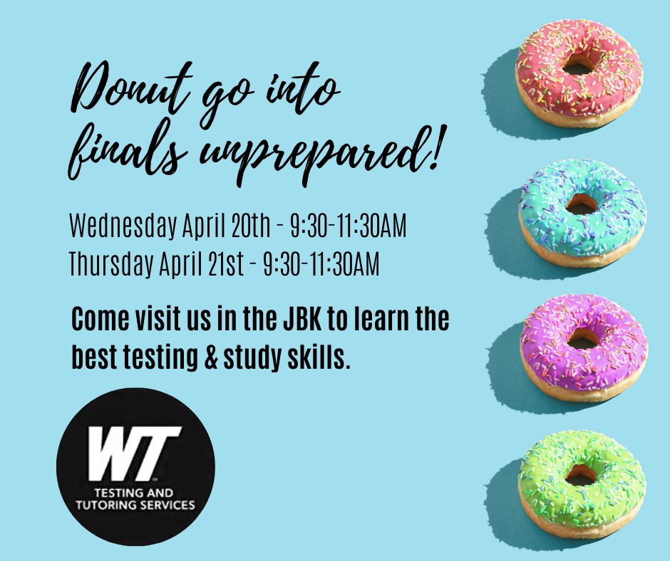 wtamuveterans's tweet photo. Right next door to Military and Veteran Services!! Stop by!

#donuts #wtamu #finals https://t.co/KAXcDeMfGc