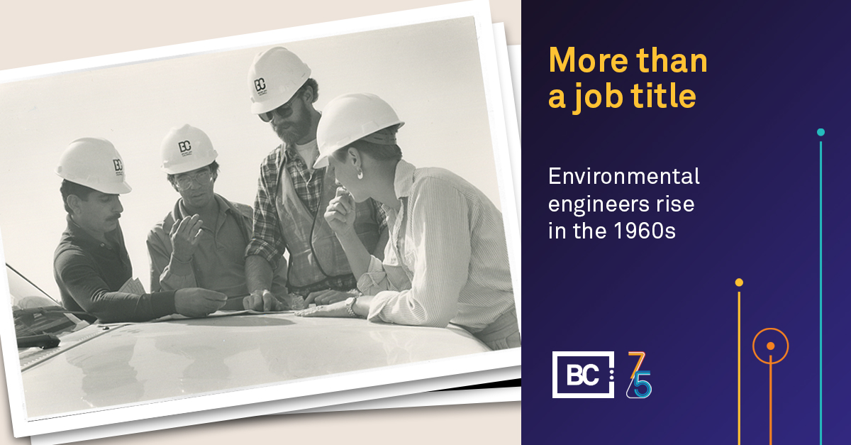 brwncald's tweet photo. In the 1960s, sanitary engineers evolved into environmental engineers — a title shift that distinguished the importance of how we serve our communities.
Learn more about our history and join our 75th anniversary celebration: https://t.co/tvCf649BcP #BC75 #flashbackfriday https://t.co/SIOAt0gky9