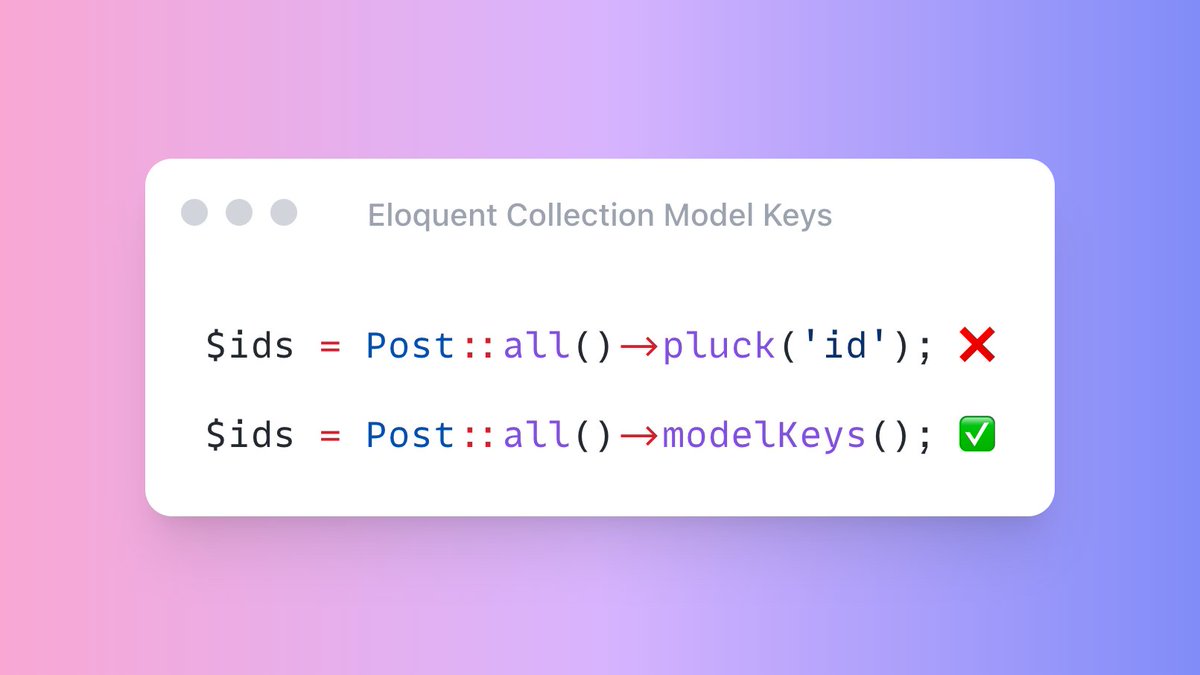 You can get all primary keys from an Eloquent Collection using the modelKeys() method