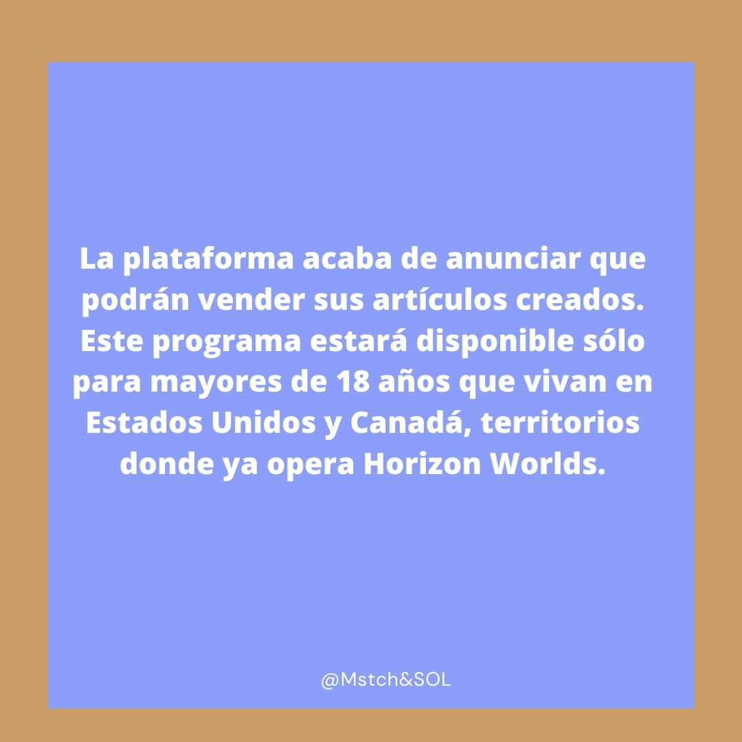 SOL_Mask's tweet photo. Horizon Worlds el metaverso de Meta (Empresa de Mark Zuckerberg).  permitirá a los creadores vender bienes digitales. 🤯👑
•
#Metaverse #metaverso #nfts #meta #digital #criptomoneda #eradigital https://t.co/d2u8mUfqrE