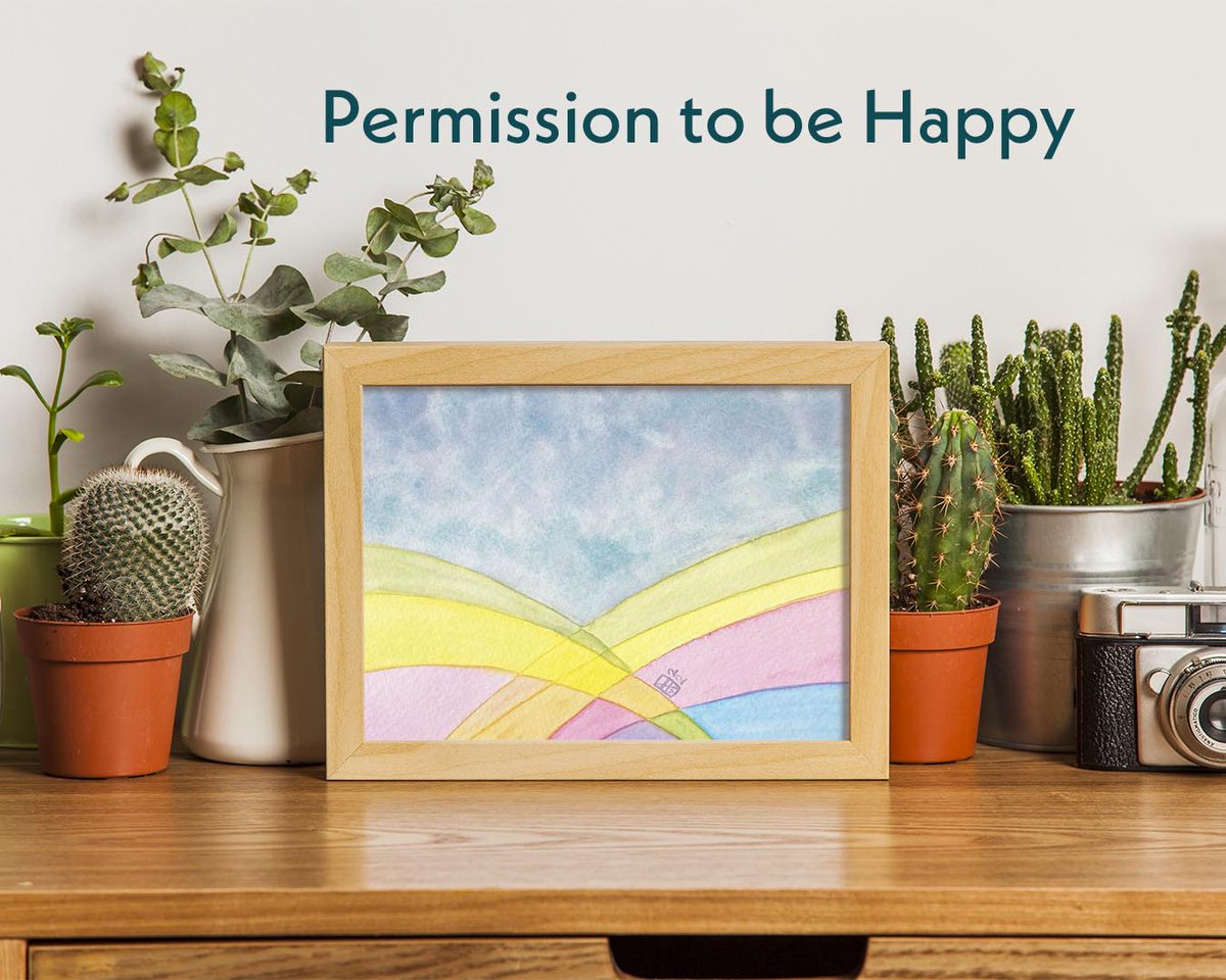 At times I feel I should be focused on my work to the exclusion of happiness and ease. Afterall, who has time for ease when there’s so much work to do? I made this painting to remind me that I have permission to be happy, any damn time. Do you fall into this false trap too?