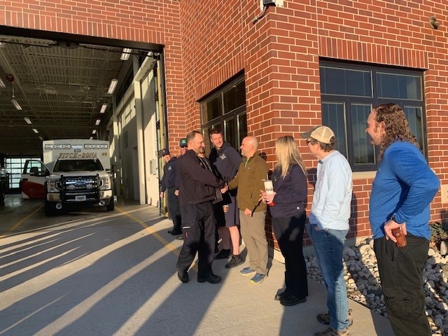 fitchronaems's tweet photo. After 19 years of dedicated service to Fitch-Rona EMS, Lt. Kyle Wells was walked of the station after his last shift this morning. Members of Fitch Rona and Fitchburg fire were on hand. We wish Kyle the best of luck in his retirement. Thank you for your service. https://t.co/rRtGj65CVt
