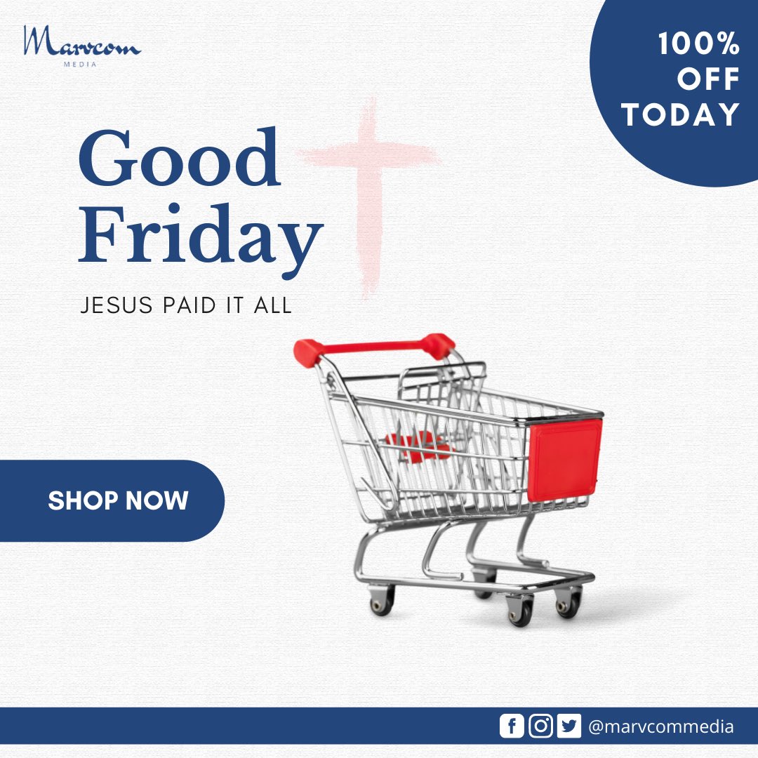 MarvcomMedia's tweet photo. #GoodFriday is about the sacrifice of Jesus on the cross. He paid the ultimate price for everything you owe and gave you a 100% discount card to access all the blessings of God.

May the blessing of this season bring you loads of joy and happiness.

#marvcommedia https://t.co/5I823ZeHIe