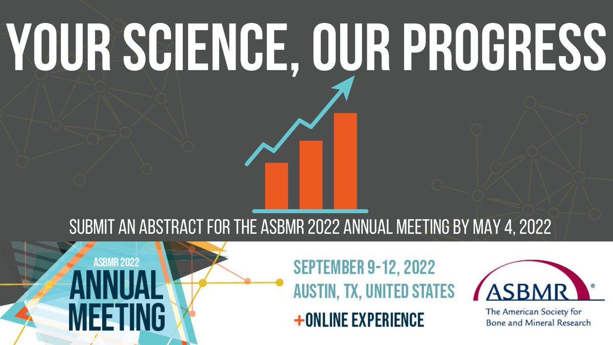 dveislab's tweet photo. Calling all bone, mineral and musculoskeletal researchers: The Abstract Center for the @ASBMR 2022 Annual Meeting is open! Submit your science in one of 38 categories by May 4: https://t.co/p5yrhYIv6Y #ASBMR2022 #YourScienceOurProgress https://t.co/buZcMB4M7y