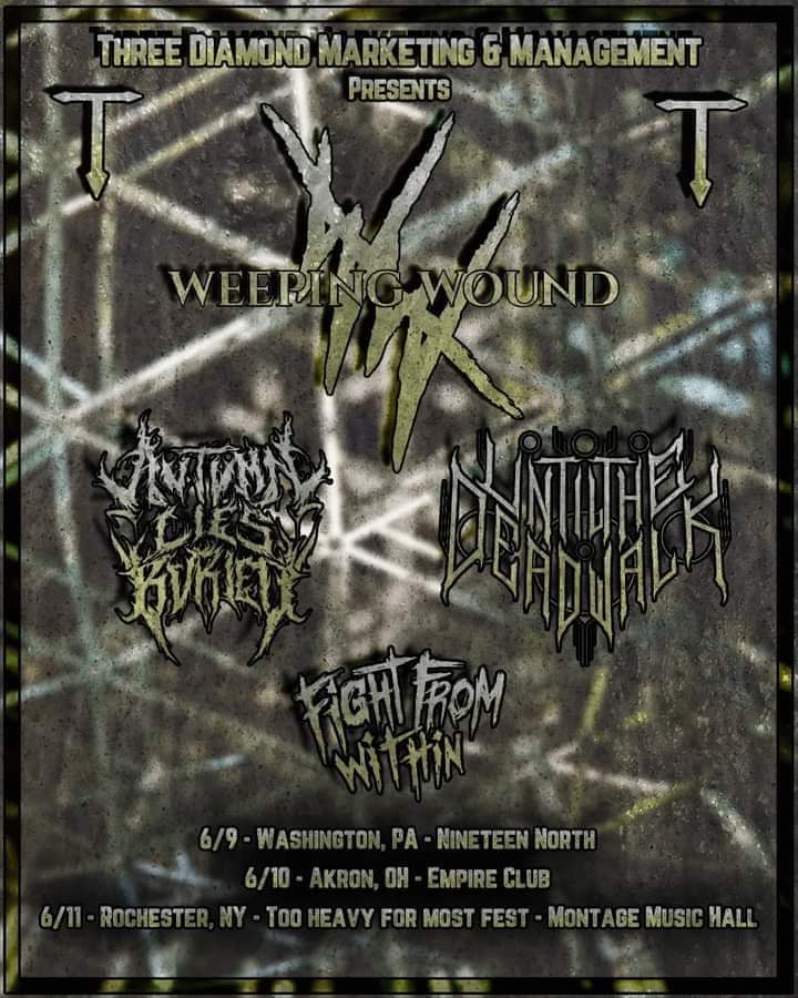 ALBMetal's tweet photo. This June we have a weekend run with @utdwband @weepingwoundfl and @FFWny. Come on out catch a beatdown. 
#Aristocracy #PraiseTheFall

https://t.co/HRdNovrqG3 https://t.co/uIZk62raL2