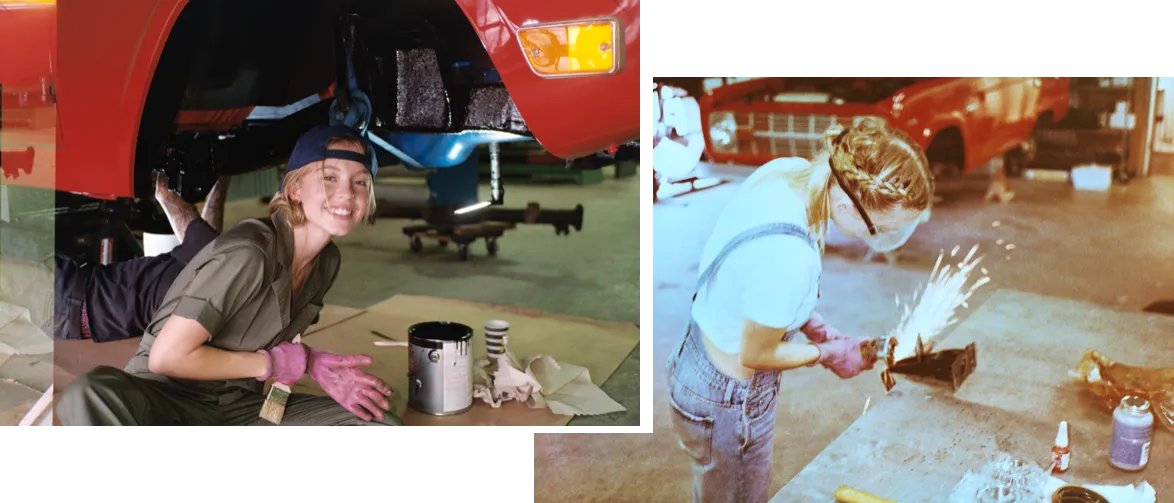 "Whenever I was free, not filming, I would go in and learn and do as much of the work as I could." Sweeney worked with California vintage Porsche restorer Rod Emory—though she accomplished as much as she could on her own.

🔗: vntyfr.com/2SwvDCw