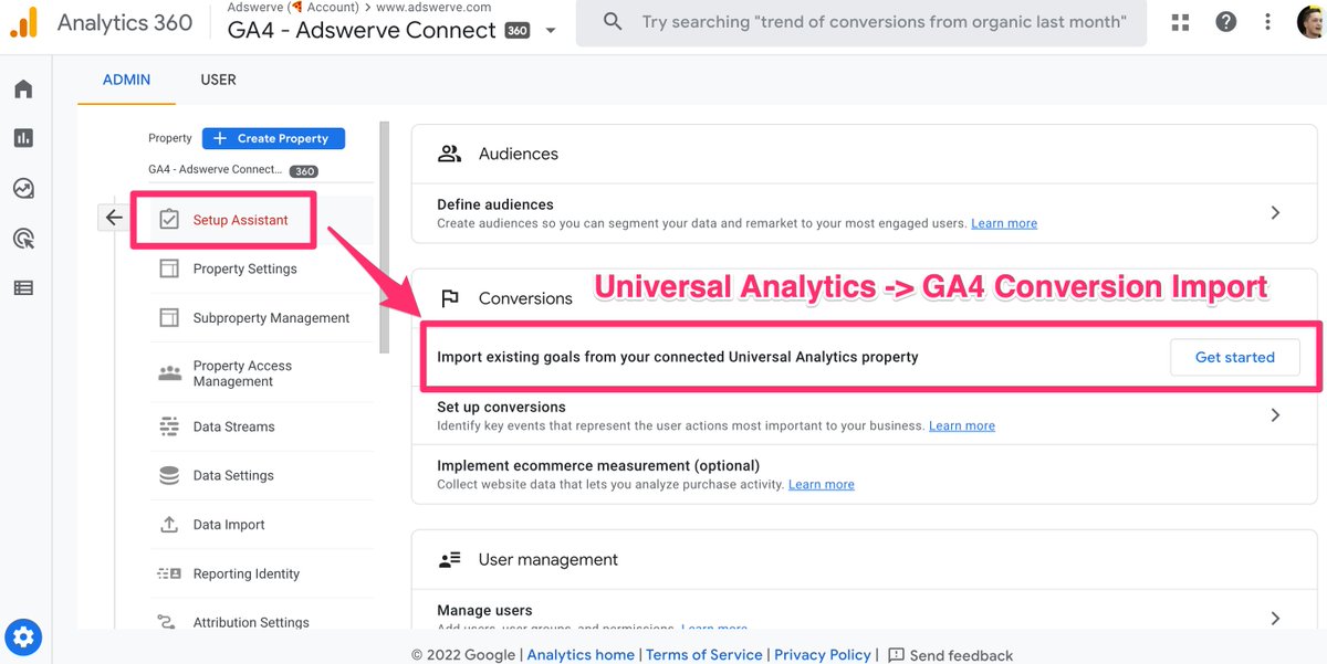 The conversion migration tool for Google Analytics 4 is now live. 

If you head to setup assistant you should see a new option to import your Universal Analytics goals.