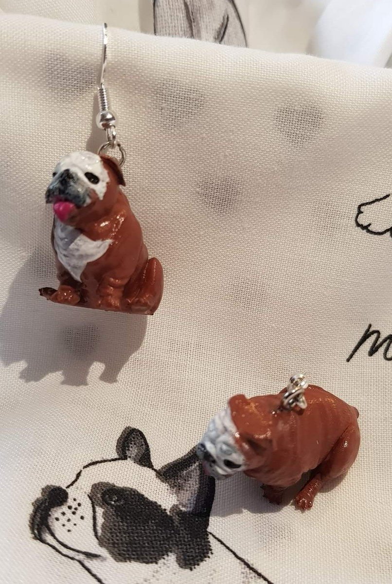 CurnowRyan's tweet photo. Handmade Beautiful British #bulldog Earrings - Hand Painted - 925 Silver #Britishbulldog #pets #dogs #earrings @BBULLdefi https://t.co/wmaCIbXeW3
