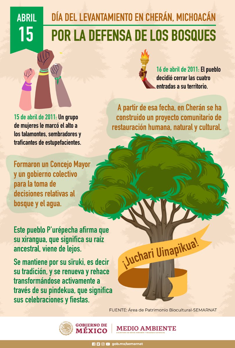 El 15 de abril de 2011 las mujeres de #Cherán marcaron el alto a los talamontes, sembradores y traficantes de estupefacientes.

📌 La comunidad de Cherán es ejemplo de lucha en la defensa y conservación del territorio. Con sus acciones respetan la vida y la dignidad humana.
