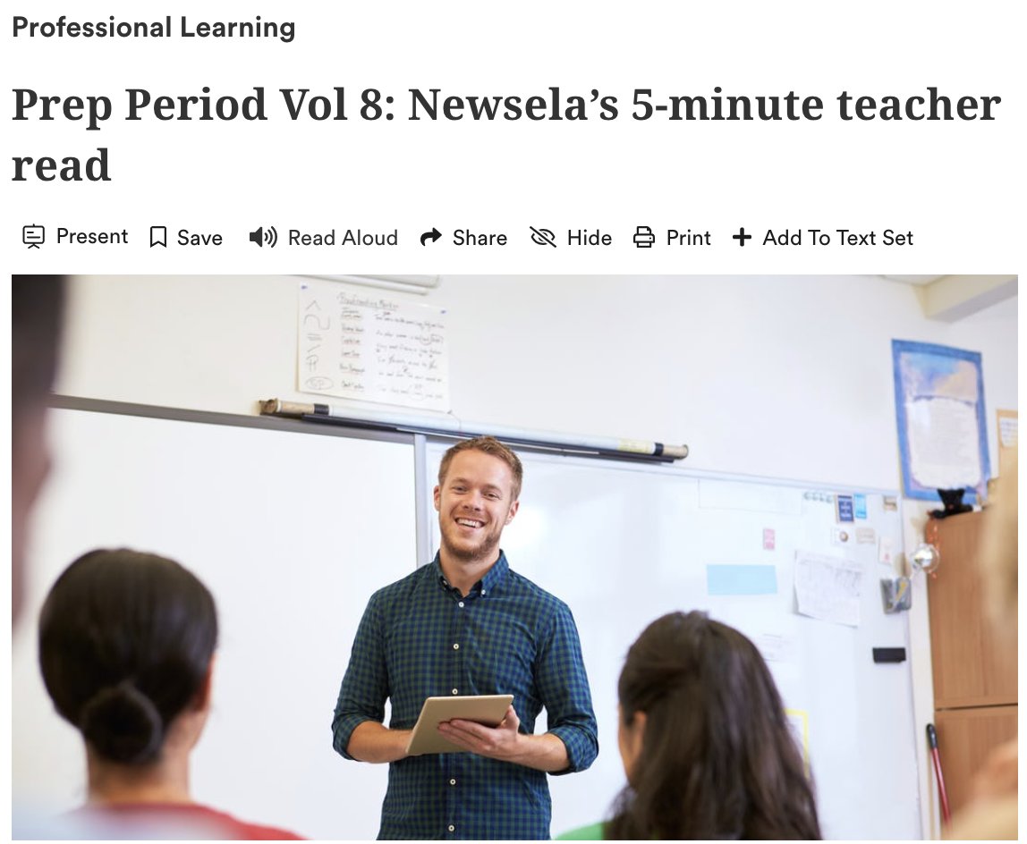 #Teachers 🙌This is made just for you!🙌 Looking for a short read to reset your day? 👀Check out #PrepPeriod and let me know what YOU want to know from us <a href="/Newsela/">Newsela</a> 💙 #PLC #Learning #ELA #Science #SocialStudies #StudentEngagement #EdTech 

newsela.com/read/prep-peri…