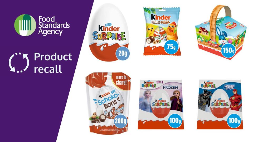 foodgov's tweet image. URGENT UPDATE: The FSA, FSS and UKHSA issue reminder that a range of Kinder egg products and Schoko-Bon’s should not be eaten this Easter weekend @UKHSA @FSScot bit.ly/3uJrDTt