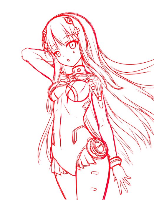 深夜のラフあげ、やっぱ例の416はエンテンカ的には描きたいわけです(夕方あたりに呟いてた突発枠) 