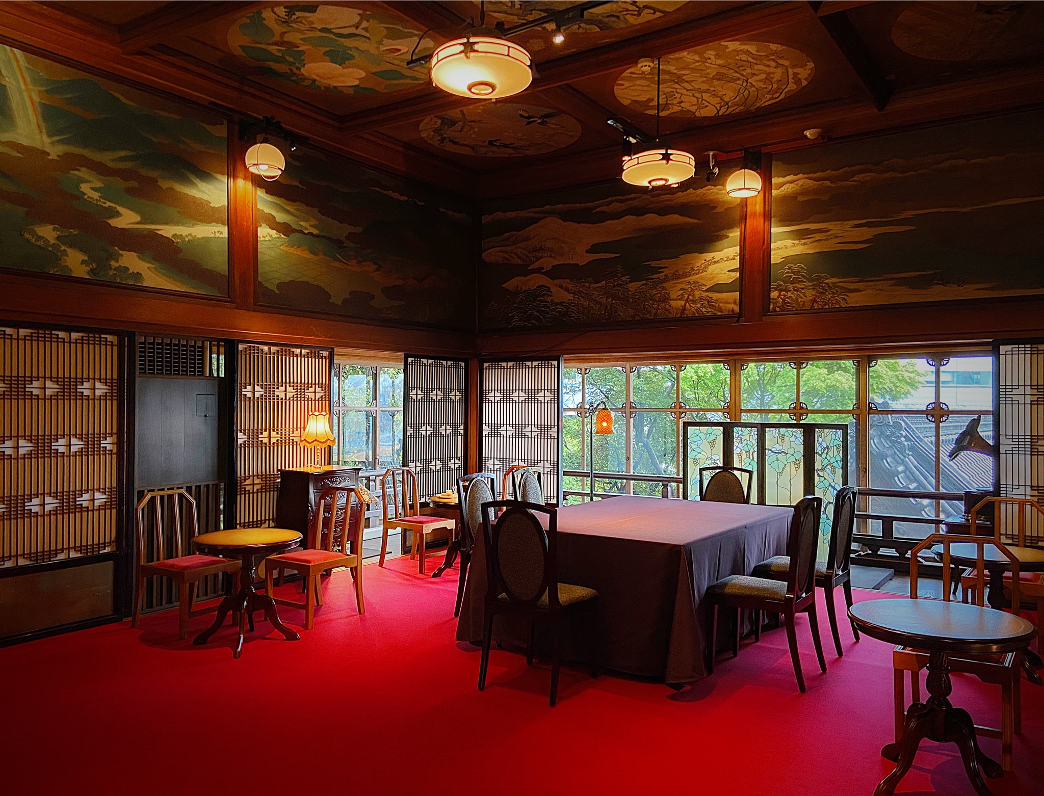 ステンドグラス パネル 「大正浪漫」朴の木 ステンドグラス パネル