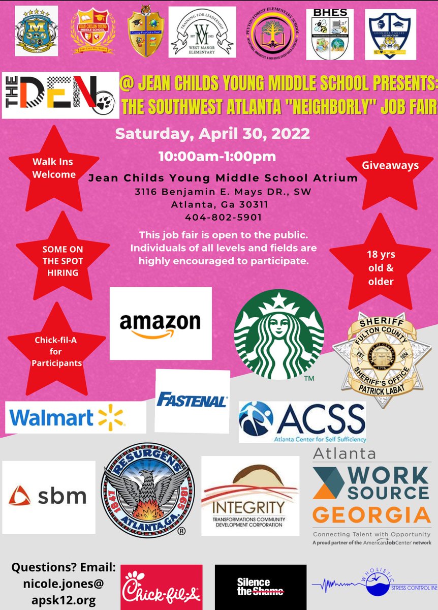 Miles Elementary (@milestigersaps) on Twitter photo Southwest Atlanta Neighborly Job Fair Flyer - April 30, 2022 <a href="/apsupdate/">ATL Public Schools</a> <a href="/perrythalise/">Thalise Perry</a> <a href="/drkalag/">Dr. Kala T. Goodwine</a> Southwest Atlanta Neighborly Job Fair Flyer - April 30, 2022 <a href="/apsupdate/">ATL Public Schools</a> <a href="/perrythalise/">Thalise Perry</a> <a href="/drkalag/">Dr. Kala T. Goodwine</a>