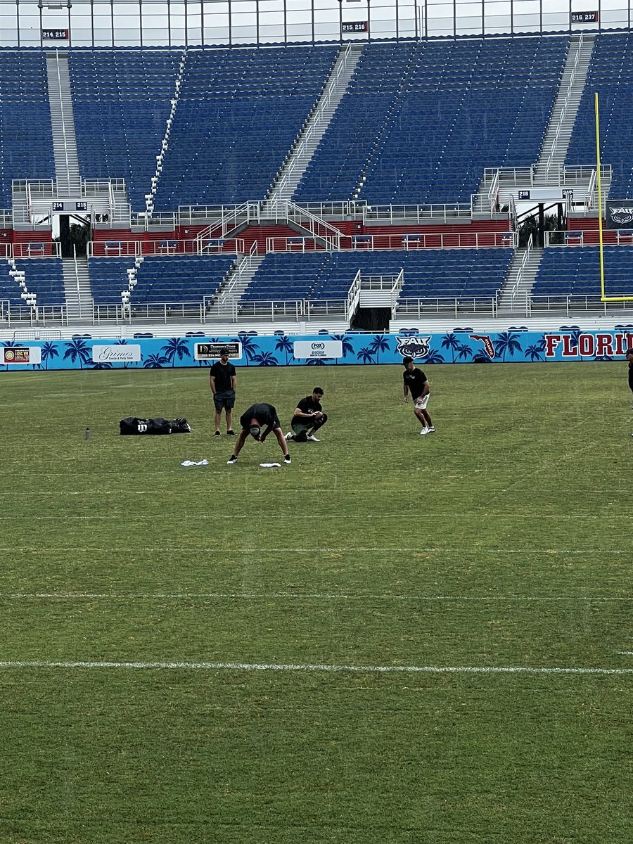 CoachStarr_AP's tweet photo. Thank you @chadlunsford and @FAUFootball for the hospitality today! Got a little wet ball drill work today. #kohlskicking #4thdownsolutions @PatODonnell_16 @crosbykicks2 @CoachTonyBugeja https://t.co/73kDVWxkO9