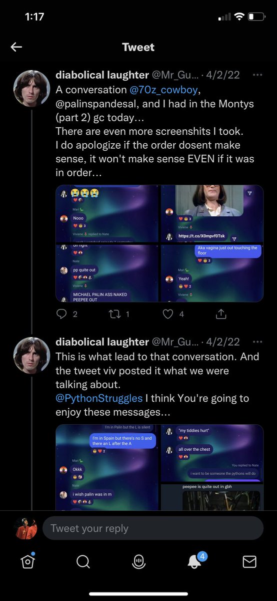 PythonStruggles's tweet image. I just… make your own gc struggle account or ooc account I’m not fully posting this (“screenshits” indeed)