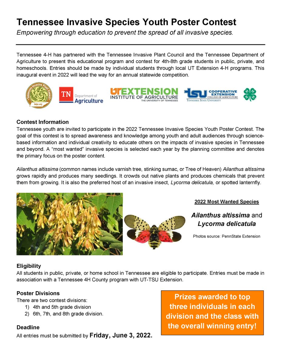 TNIPC's tweet photo. Please see and share the attached information for the inaugural invasive species poster competition! #invasivespecies #stemeducation https://t.co/KhIecAoC2k