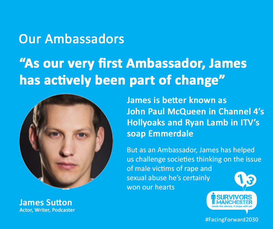 ThisIsSurvivors's tweet photo. #FacingForward2030 When we met @thejamessutton we knew that he was something special and would start a conversation that would create change. As @Hollyoaks John Paul McQueen, he broke new ground with the male rape story giving us the ability to use this to #BreakTheSilence https://t.co/BG2p3wc7tm