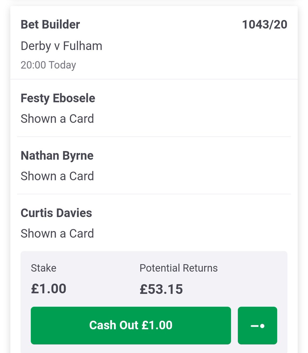 StateUnknown_'s tweet image. 2 cards bet builders for Derby County v Fulham 🤞😎