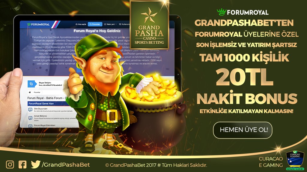 🪅 GRANDPASHABET'TEN FORUMROYAL ÜYELERİNE ÖZEL

💸HERKESE 20 TL NAKİT

☸️SON İŞLEMSİZ VE YATIRIM ŞARTSIZ

🤓FORUMROYAL'DE ETKİNLİĞE KATIL!

🕊 <a href="/GrandPashaOffi1/">GrandPashaBet Official</a> Takip! ( YENİ )
📲t.me/grandpashabett Katıl!
🔄RT+FAV
💁‍♂️3 Etiket

⏩Katılım👉bit.ly/38UAoSq

#grandpashabet