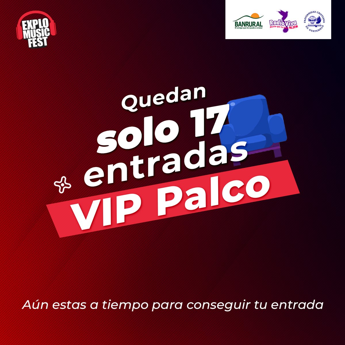 explomusicfest's tweet photo. ¡Las entradas se están agotando! 👀🔥

📍Apresúrate para adquirir tus entradas numeradas y con asiento reservado VIP Palco en https://t.co/aiEfyRfXna y en Fráter Librería.

¡No te quedes fuera de #Explo2022! https://t.co/scxDPjoYUS
