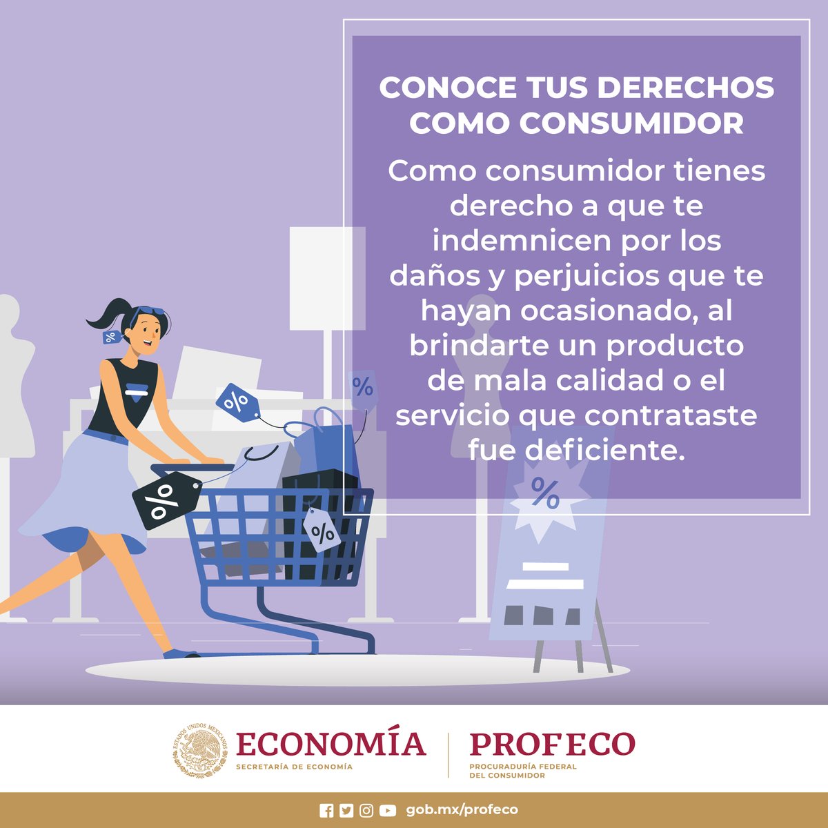 Profeco's tweet photo. 🔴#DerechosDelConsumidor | Si te venden un producto de mala calidad, tienes derecho a que se te reponga, que te devuelvan tu dinero o a una bonificación no menor a 20% del precio pagado. 💰 
 
 ✔️📜Infórmate y haz valer tus derechos. 👇
 https://t.co/fAXydc86Cs https://t.co/SQknyAXlIL