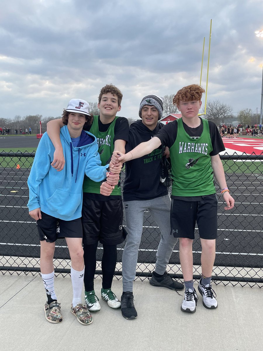 WarrenSoutheast's tweet photo. Congratulations to Brayden Scheffers, Breckin Morrison, Jamison Ewing, and Lucas Dirkx for breaking the school jh 4x100 record. These four also set the meet record in the sprint medley, just missing on breaking the school record by .54 seconds. https://t.co/ROzsD8Mg2L