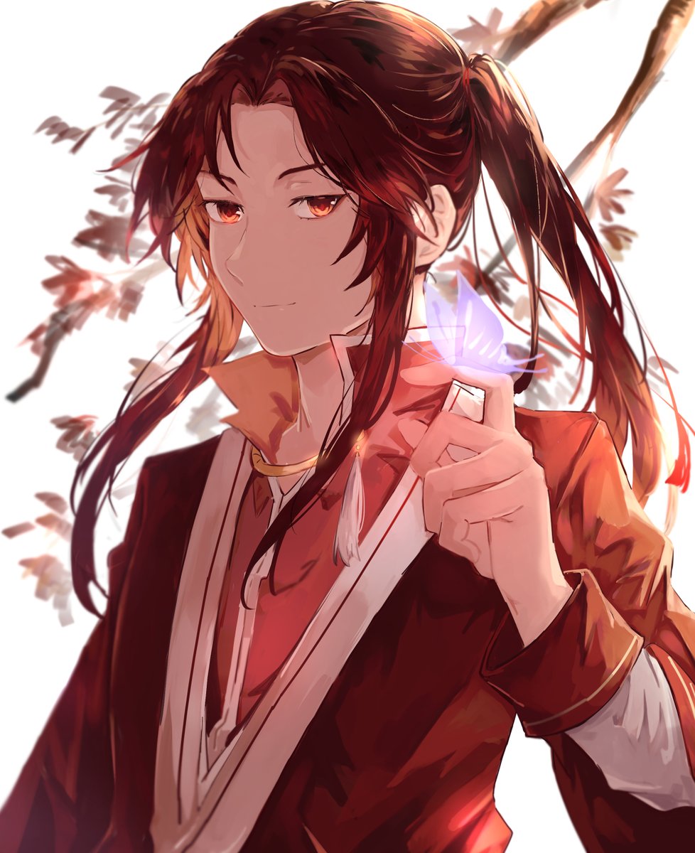 1boy male focus ponytail solo butterfly chinese clothes bug  illustration images